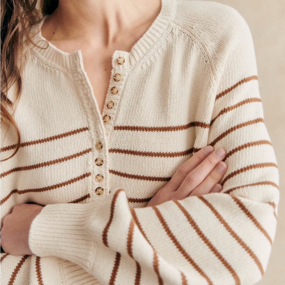 Sézane Leontine Sweater - Ecru/camel